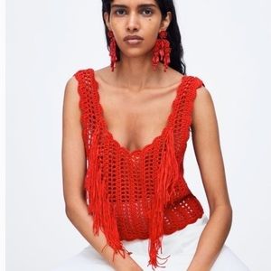 Zara Red Crochet Knit Too